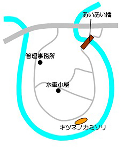 キツネノカミソリ自生地の地図